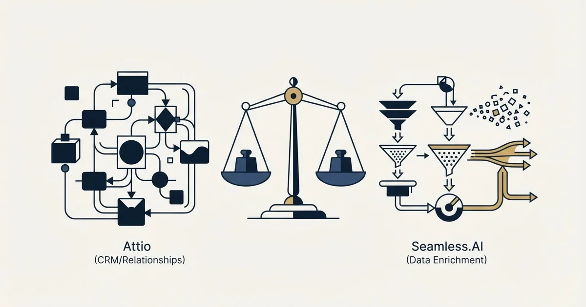 Editorial illustration for Attio vs Seamless.AI