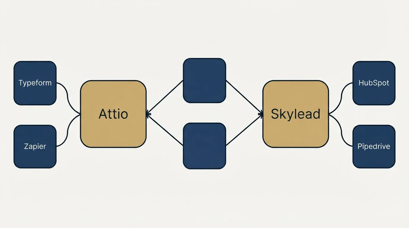 Integration schematic: Integration Ecosystem (Attio, Skylead, Typeform, HubSpot)