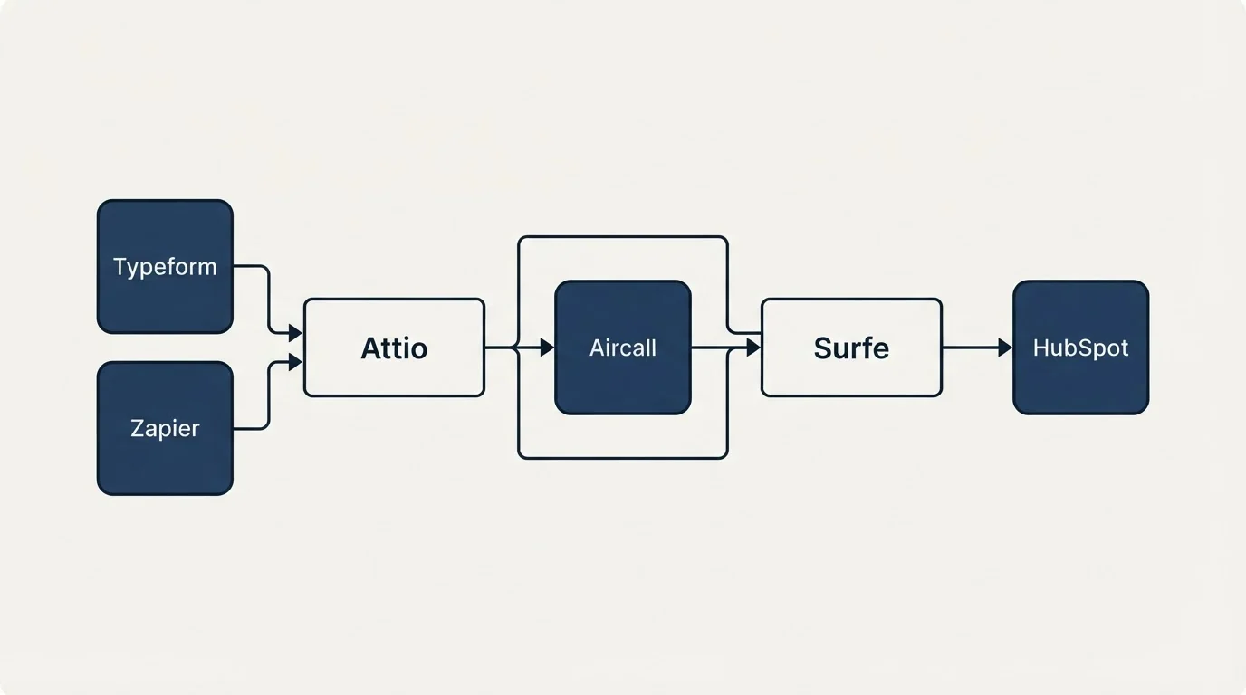 Integration flow: Integration Ecosystem (Attio, Surfe, Aircall, Typeform)