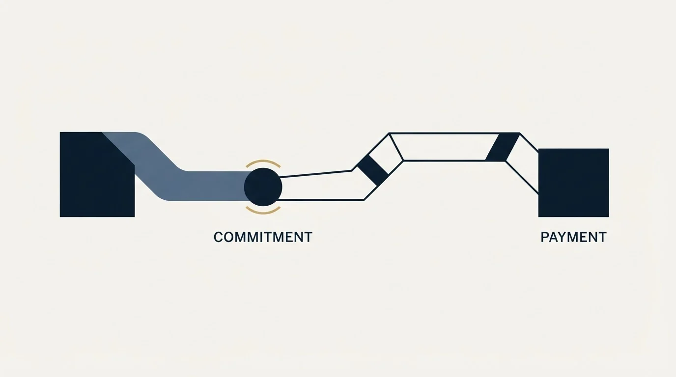 Section illustration: The route from yes to money is a separate process