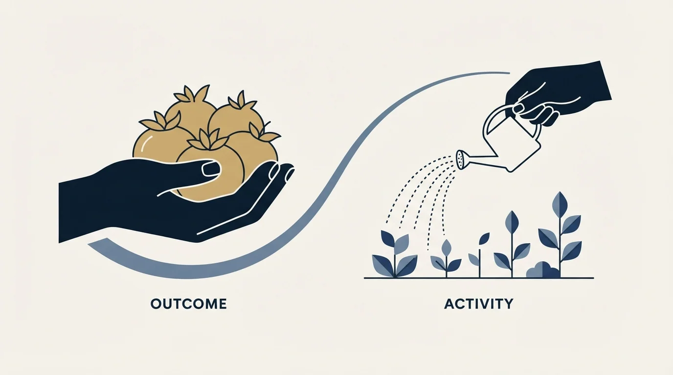 Section illustration: Comparing an outcome guarantee against an activity commitment