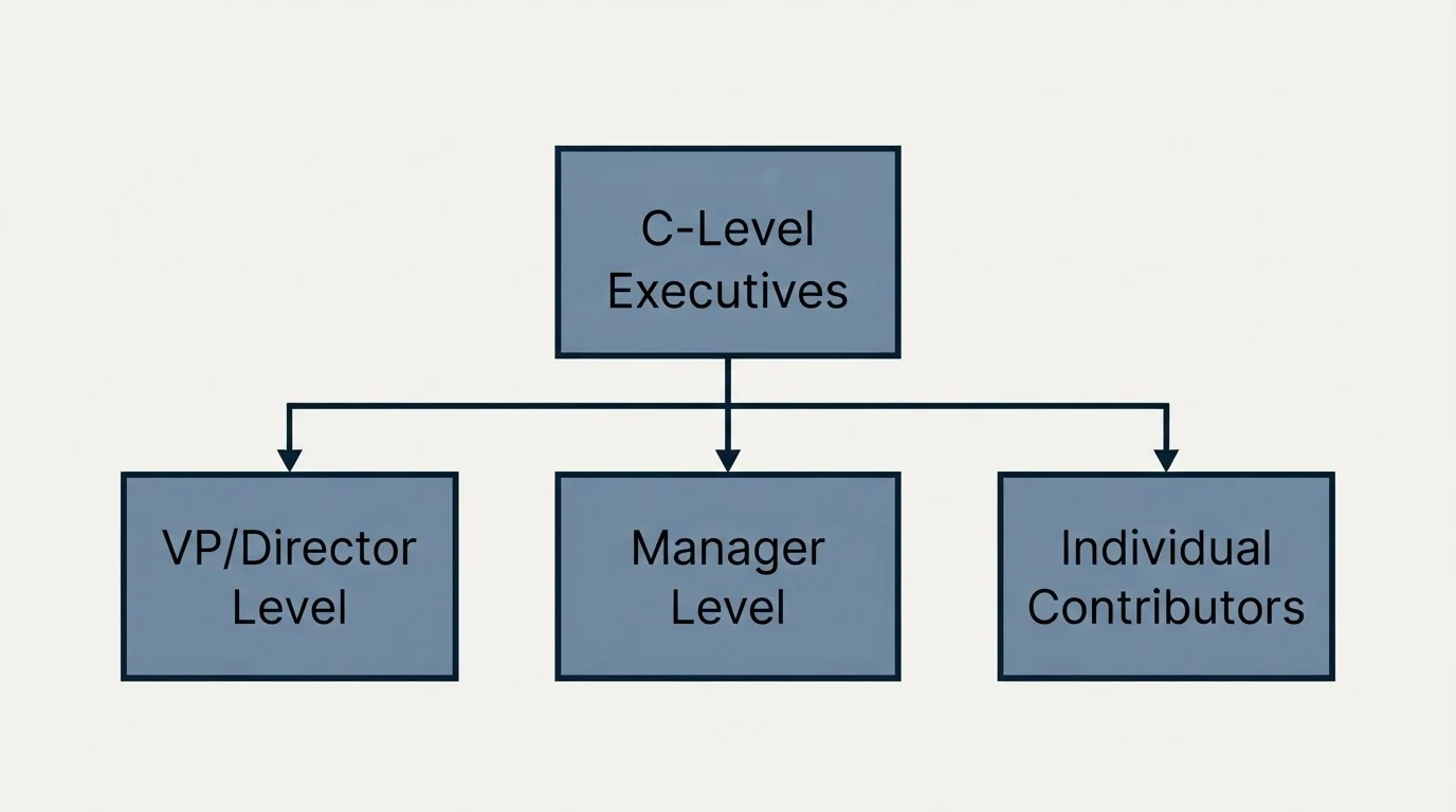 Schematic: Benchmarks by Role/Title Targeted (C-Level Executives, VP/Director Level, Manager Level, Individual Contributors)