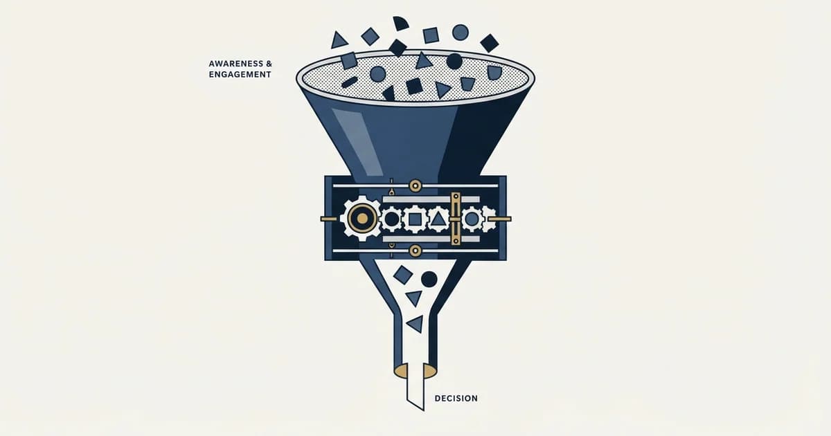 Editorial illustration for B2B Content Marketing Funnel