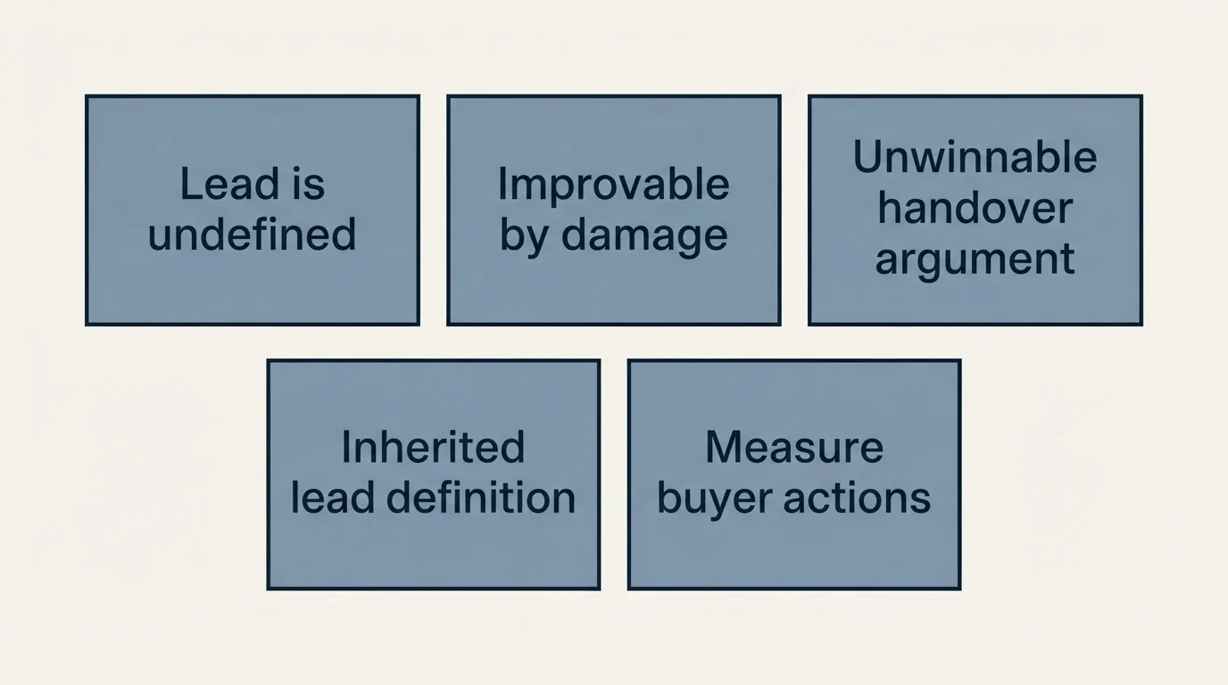 Schematic: Why the definition matters commercially (Lead is undefined, Improvable by damage, Unwinnable handover argument, Inherited lead definition)