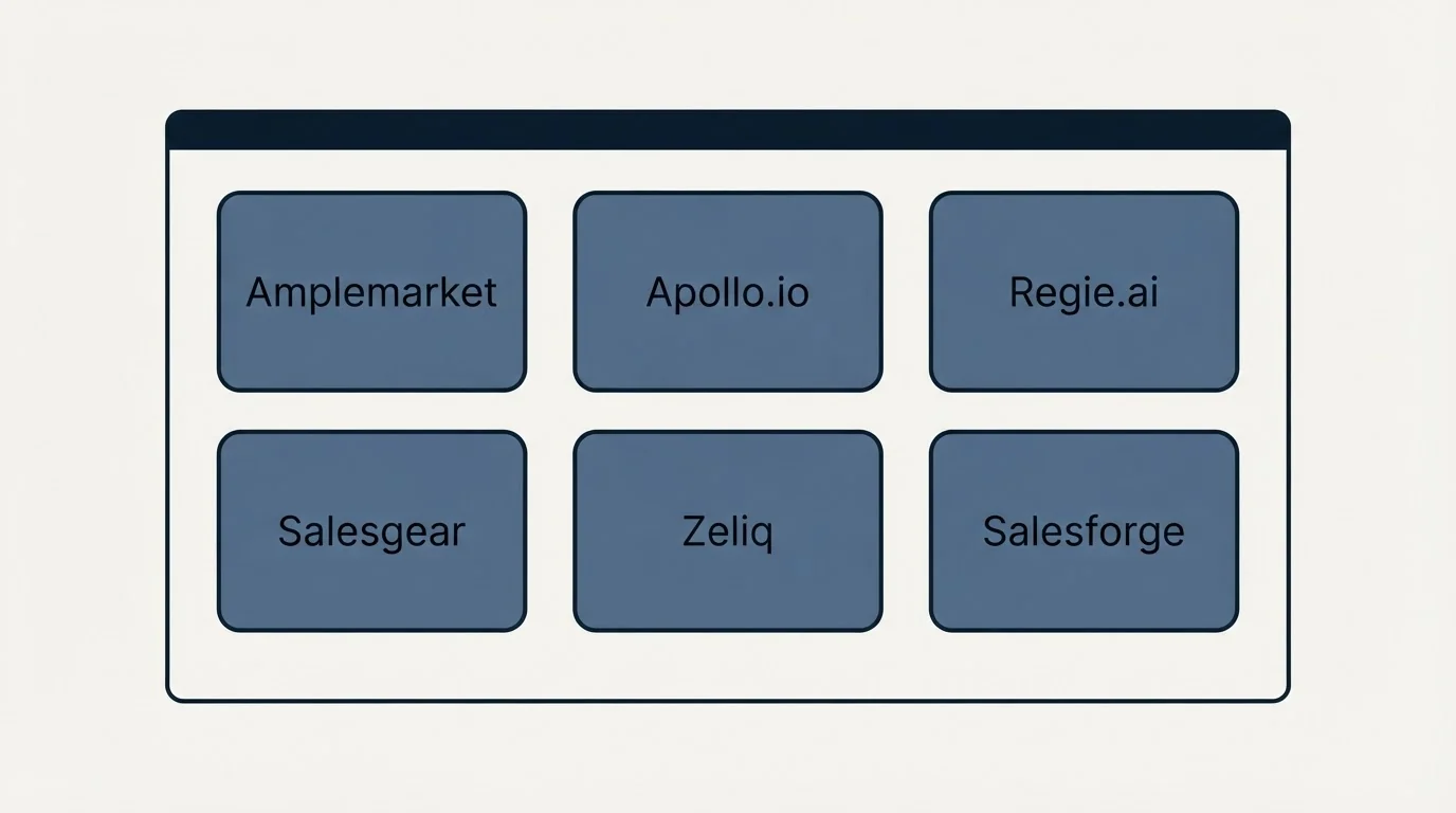 Feature grid: Top Amplemarket Alternatives (Amplemarket, Apollo.io, Regie.ai, Salesgear)
