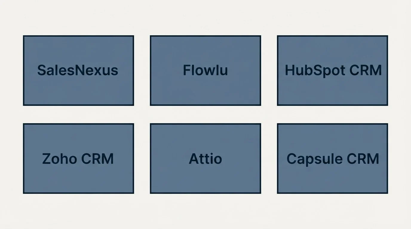 Schematic: Final Recommendation (SalesNexus, Flowlu, HubSpot CRM, Zoho CRM)