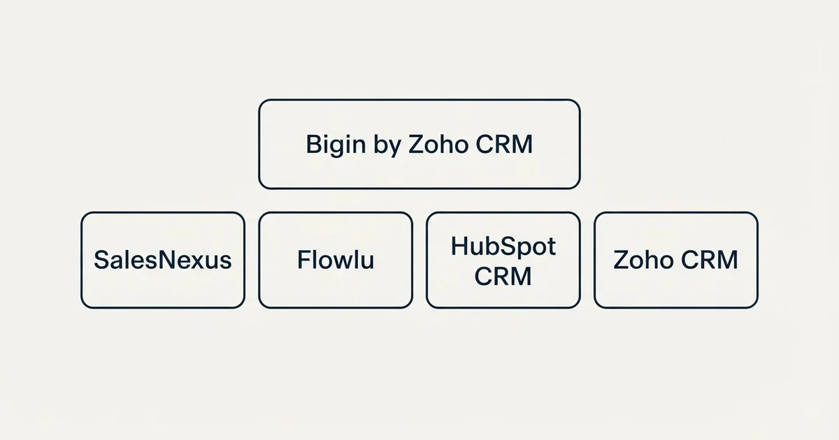 Alternatives grid: alternatives to Bigin by Zoho CRM (SalesNexus, Flowlu, HubSpot CRM, Zoho CRM)