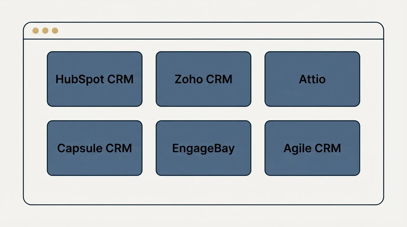Feature grid: Top Bitrix24 Alternatives (HubSpot CRM, Zoho CRM, Attio, Capsule CRM)