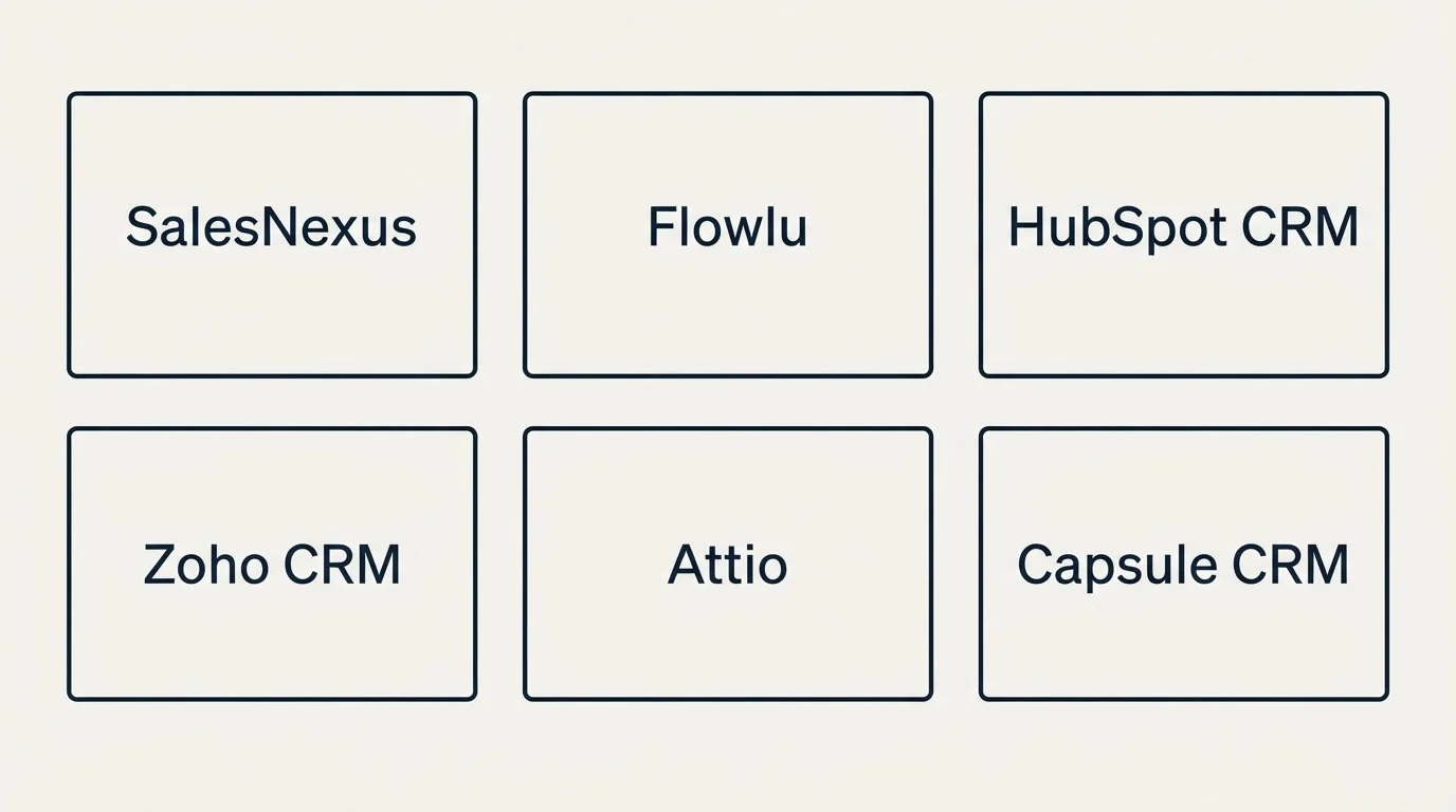 Schematic: Final Recommendation (SalesNexus, Flowlu, HubSpot CRM, Zoho CRM)