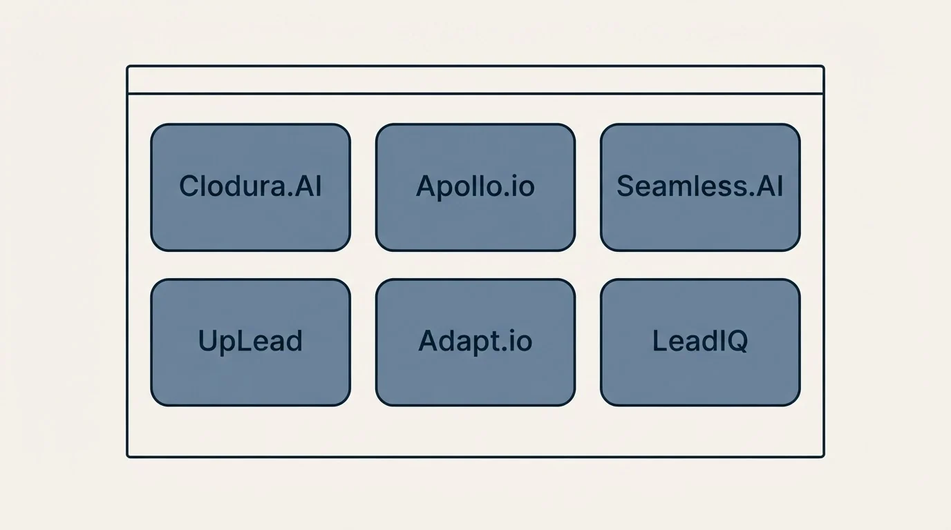 Feature grid: Top Clodura.AI Alternatives (Clodura.AI, Apollo.io, Seamless.AI, UpLead)