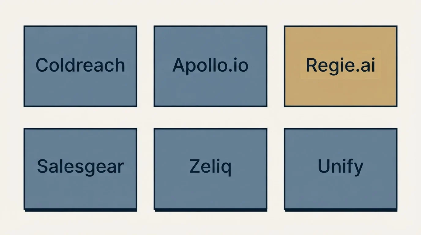 Schematic: Top Coldreach Alternatives (Coldreach, Apollo.io, Regie.ai, Salesgear)