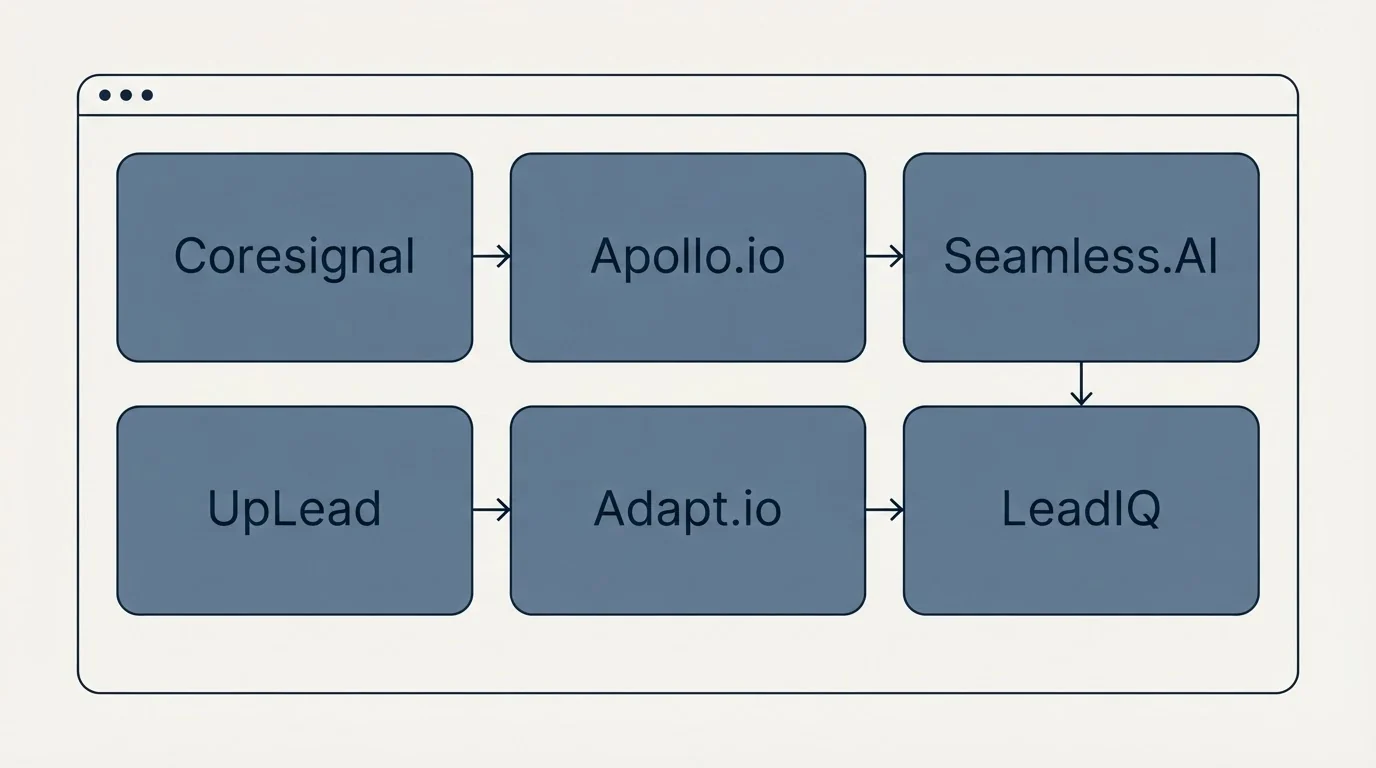 Feature grid: Top Coresignal Alternatives (Coresignal, Apollo.io, Seamless.AI, UpLead)