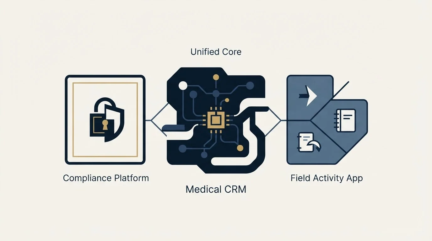 Section illustration: What Veeva's own page says Medical CRM is