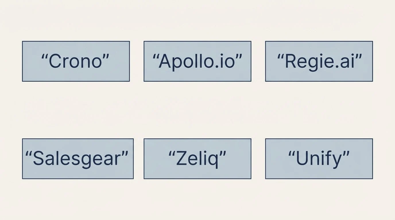 Schematic: Top Crono Alternatives (Crono, Apollo.io, Regie.ai, Salesgear)