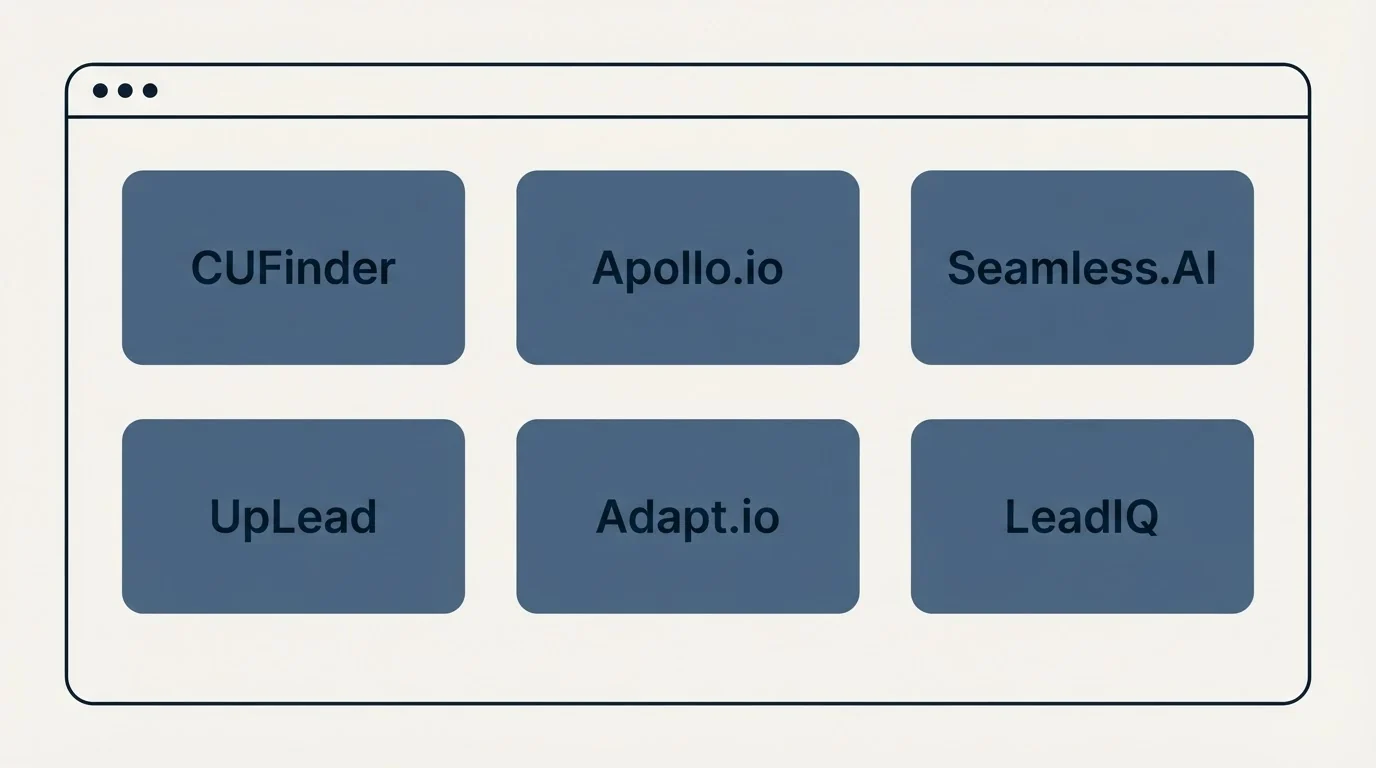 Feature grid: Top CUFinder Alternatives (CUFinder, Apollo.io, Seamless.AI, UpLead)