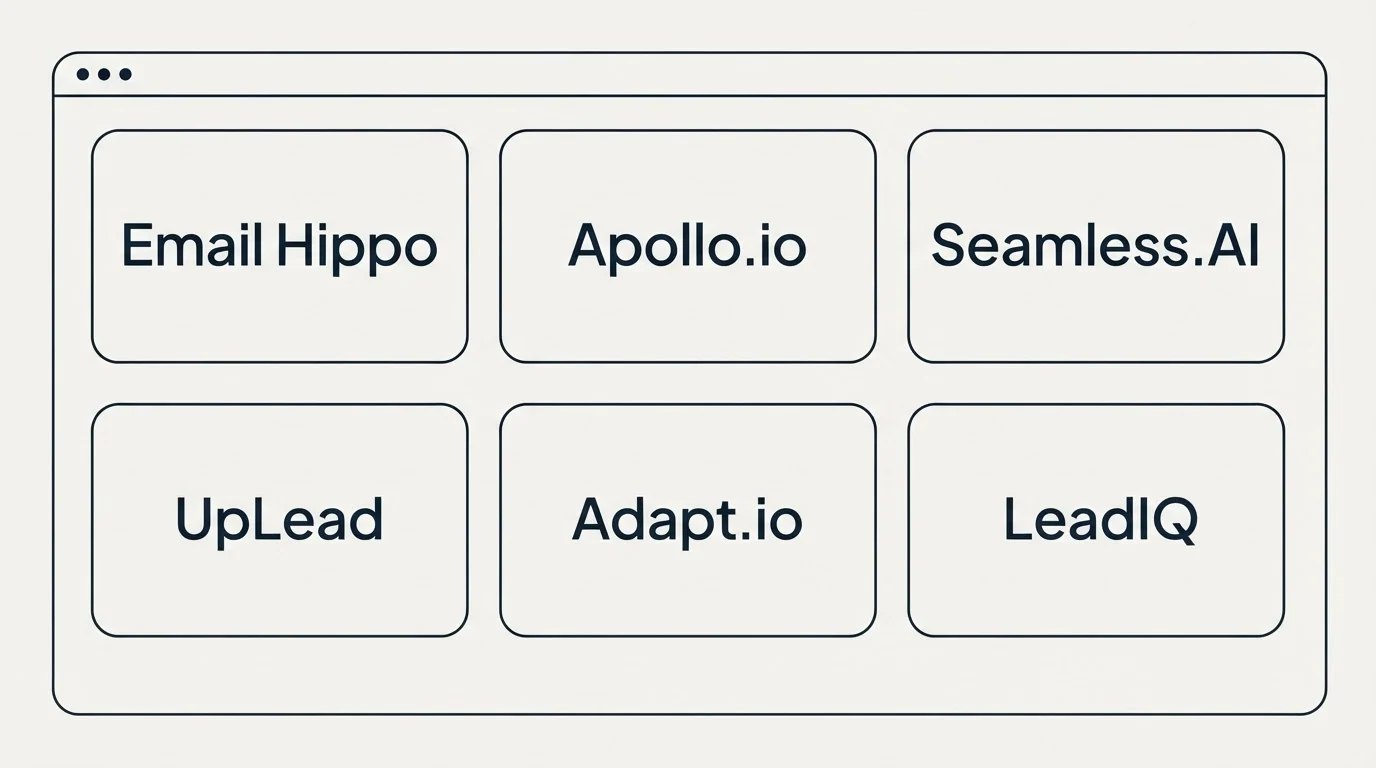 Feature grid: Top Email Hippo Alternatives (Email Hippo, Apollo.io, Seamless.AI, UpLead)