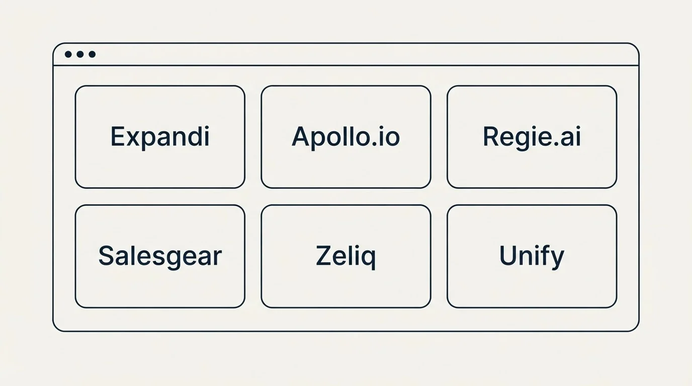 Feature grid: Top Expandi Alternatives (Expandi, Apollo.io, Regie.ai, Salesgear)