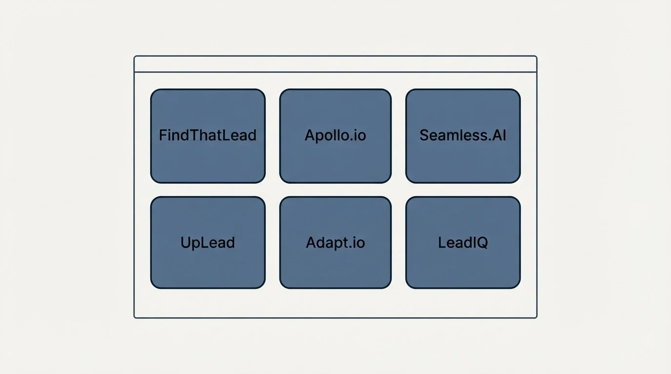 Feature grid: Top FindThatLead Alternatives (FindThatLead, Apollo.io, Seamless.AI, UpLead)