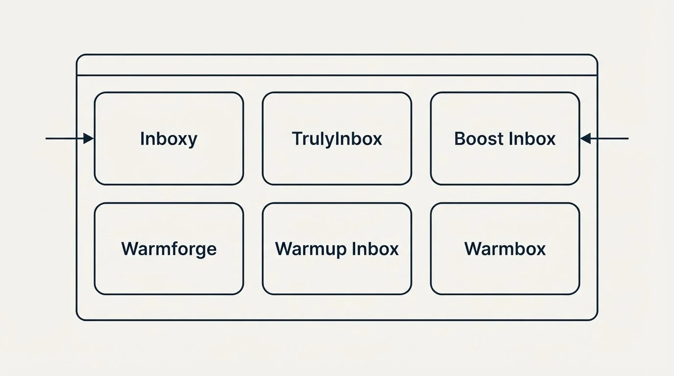 Feature grid: Top Inboxy Alternatives (Inboxy, TrulyInbox, Boost Inbox, Warmforge)