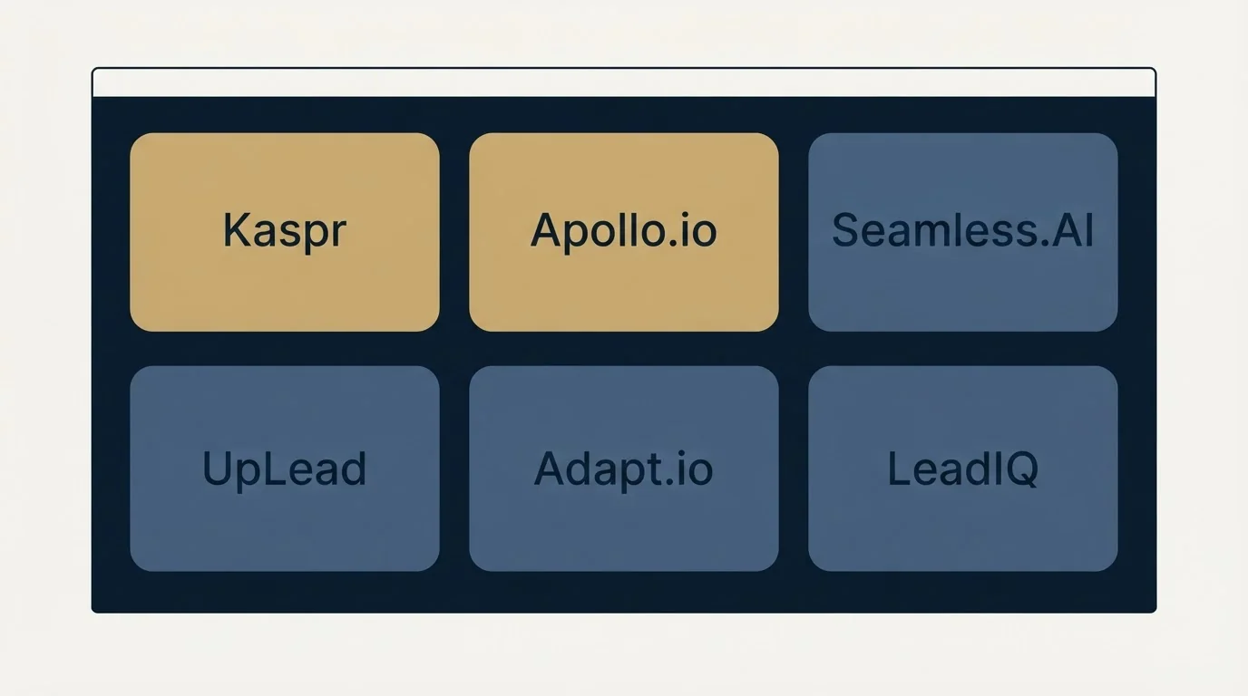 Feature grid: Top Kaspr Alternatives (Kaspr, Apollo.io, Seamless.AI, UpLead)