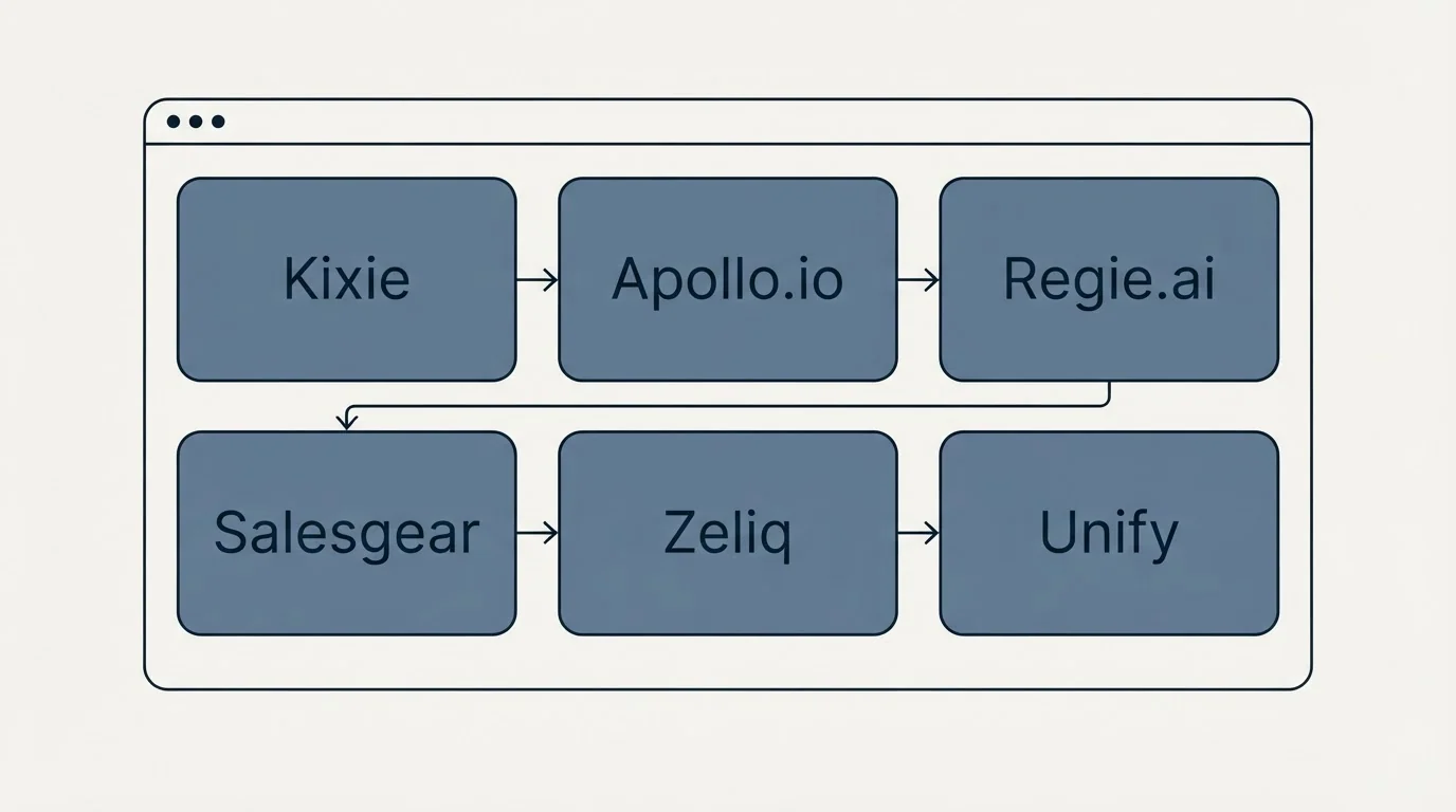 Feature grid: Top Kixie Alternatives (Kixie, Apollo.io, Regie.ai, Salesgear)