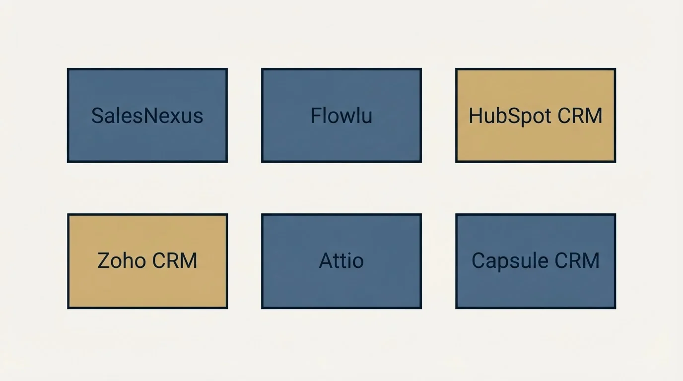 Schematic: Final Recommendation (SalesNexus, Flowlu, HubSpot CRM, Zoho CRM)