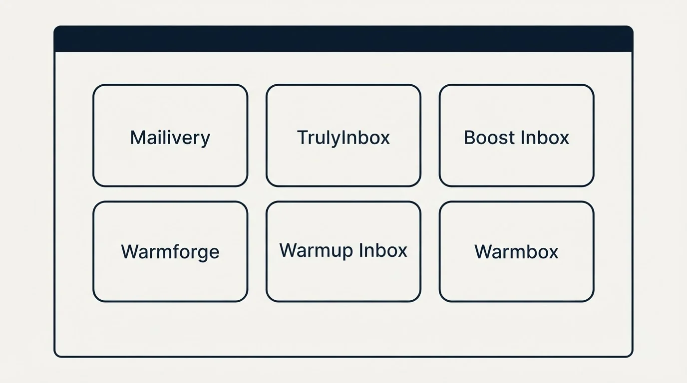 Feature grid: Top Mailivery Alternatives (Mailivery, TrulyInbox, Boost Inbox, Warmforge)