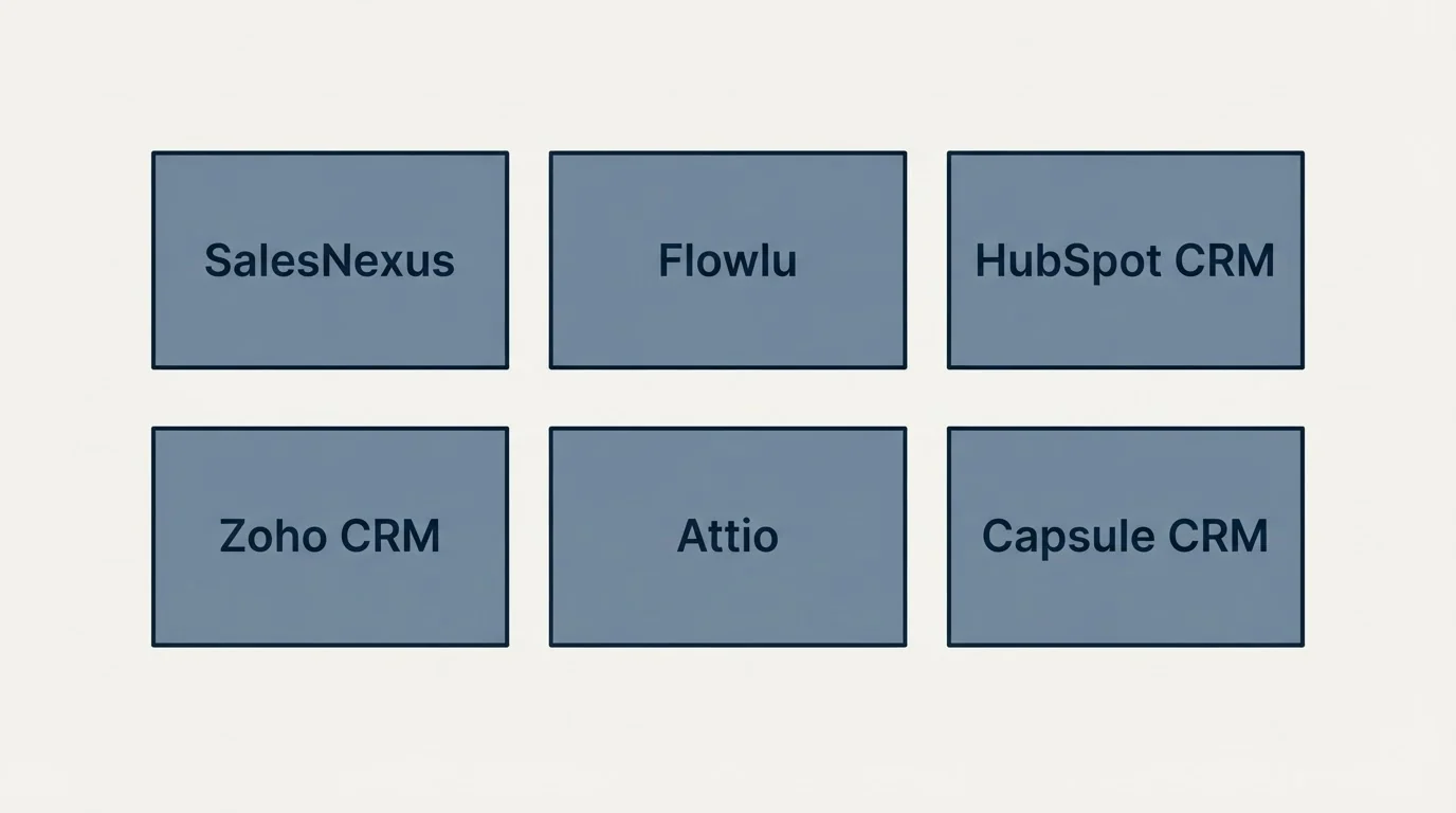 Schematic: Final Recommendation (SalesNexus, Flowlu, HubSpot CRM, Zoho CRM)