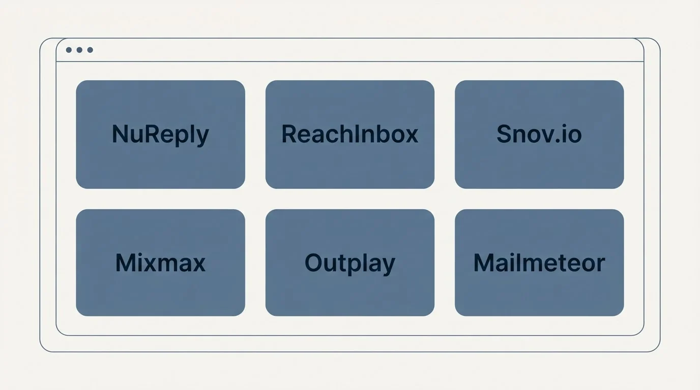 Feature grid: Top NuReply Alternatives (NuReply, ReachInbox, Snov.io, Mixmax)