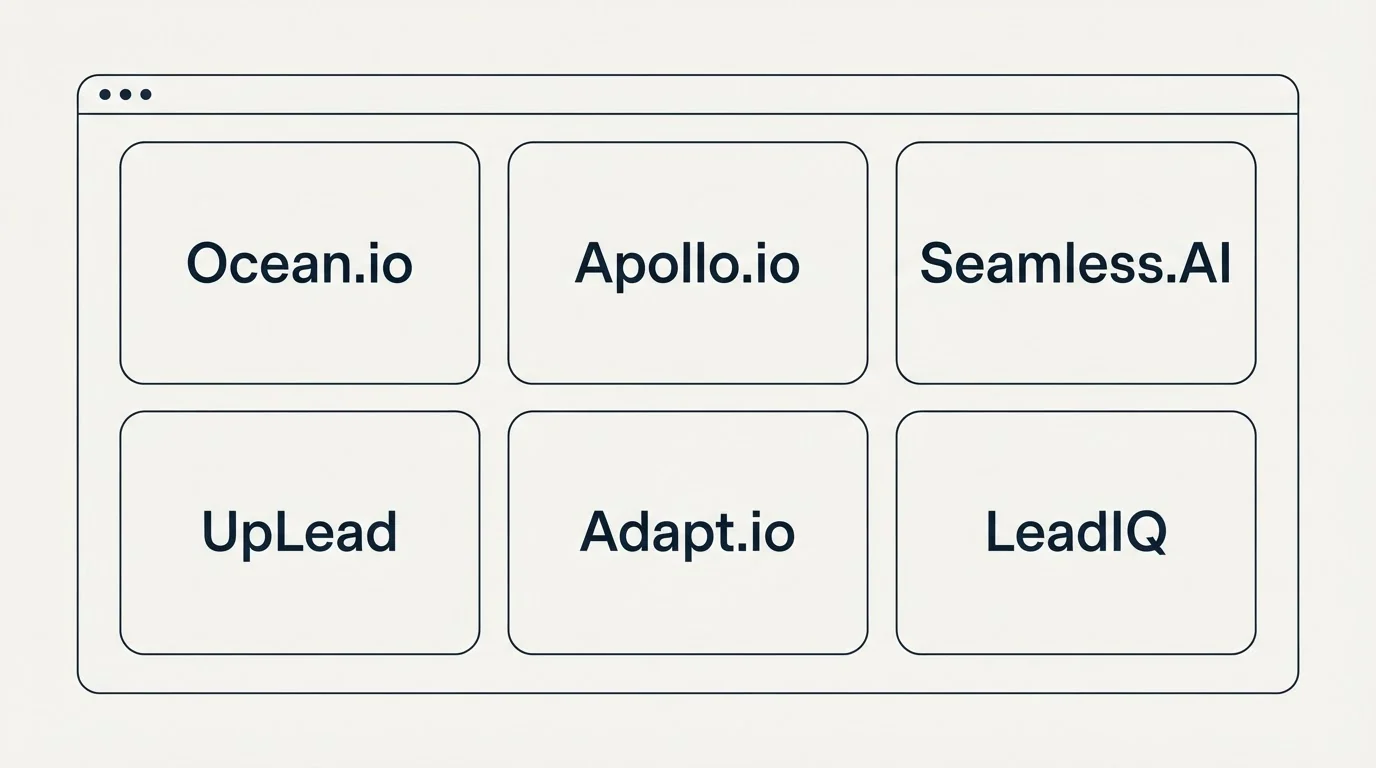 Feature grid: Top Ocean.io Alternatives (Ocean.io, Apollo.io, Seamless.AI, UpLead)