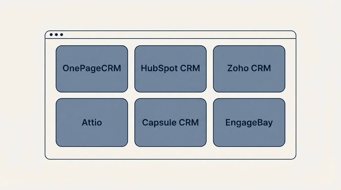 Feature grid: Top OnePageCRM Alternatives (OnePageCRM, HubSpot CRM, Zoho CRM, Attio)