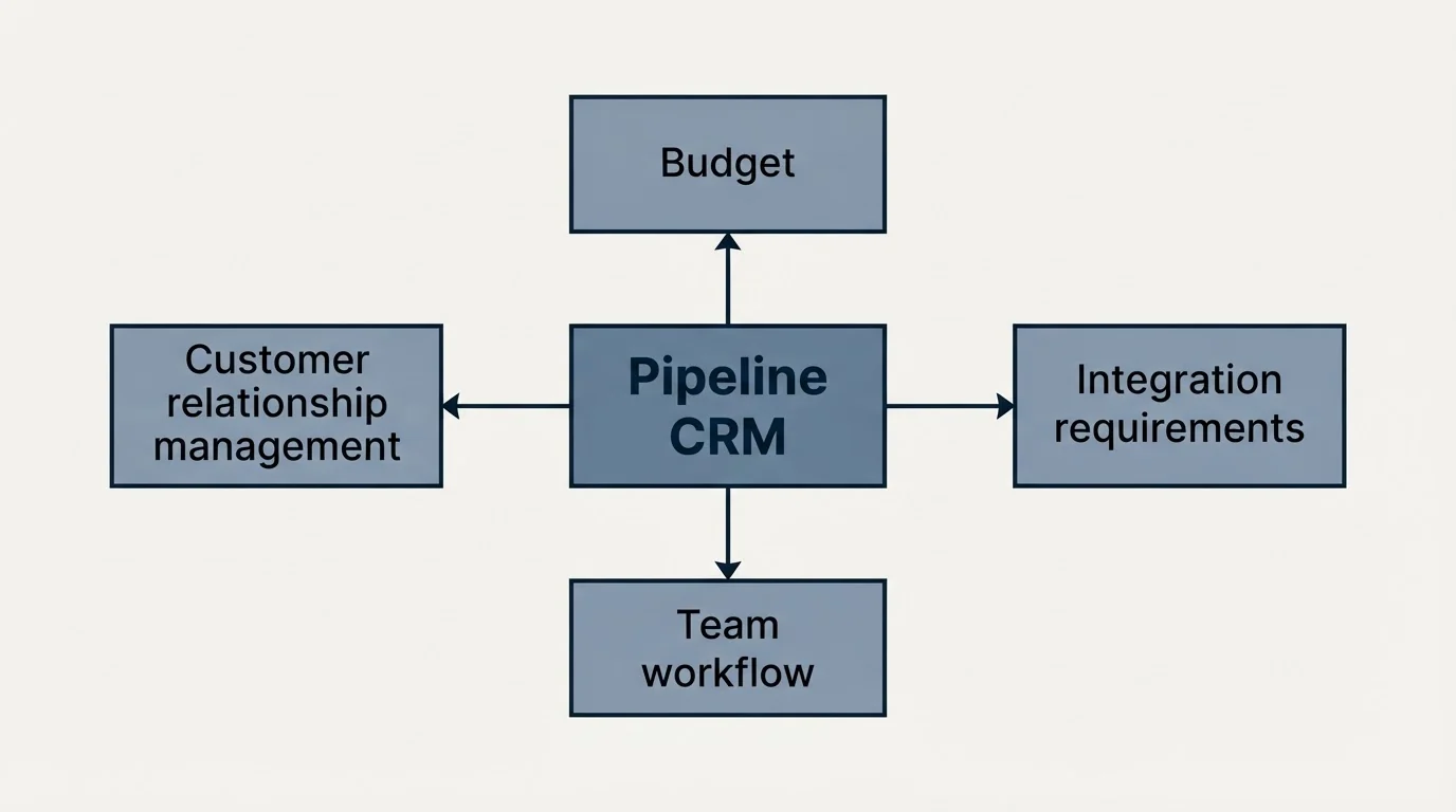Schematic: How to Choose the Right Alternative (Pipeline CRM, Budget, Customer relationship management, Integration requirements)