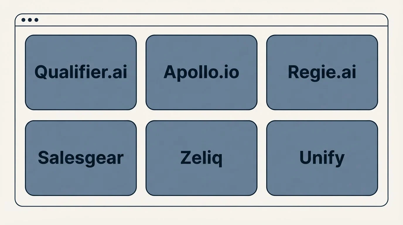 Feature grid: Top Qualifier.ai Alternatives (Qualifier.ai, Apollo.io, Regie.ai, Salesgear)