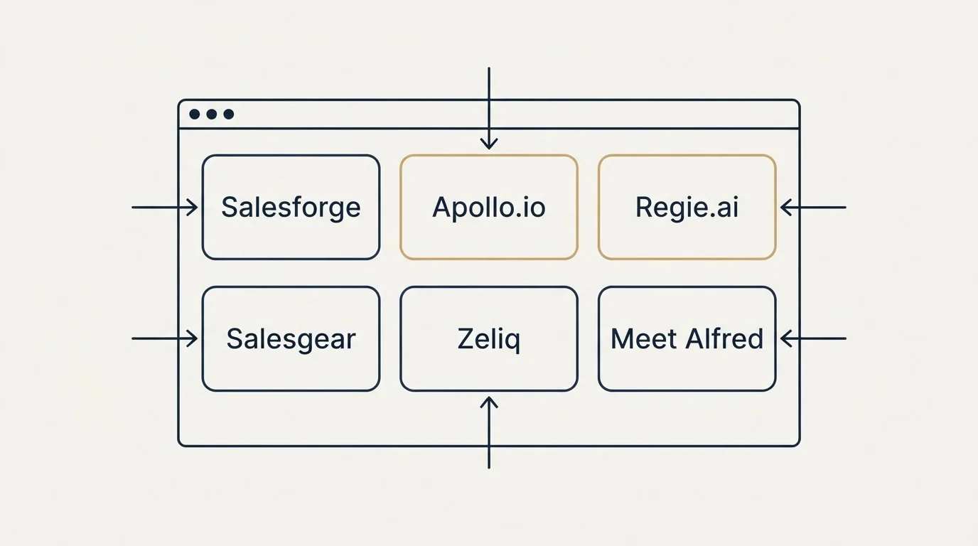 Feature grid: Top Salesforge Alternatives (Salesforge, Apollo.io, Regie.ai, Salesgear)