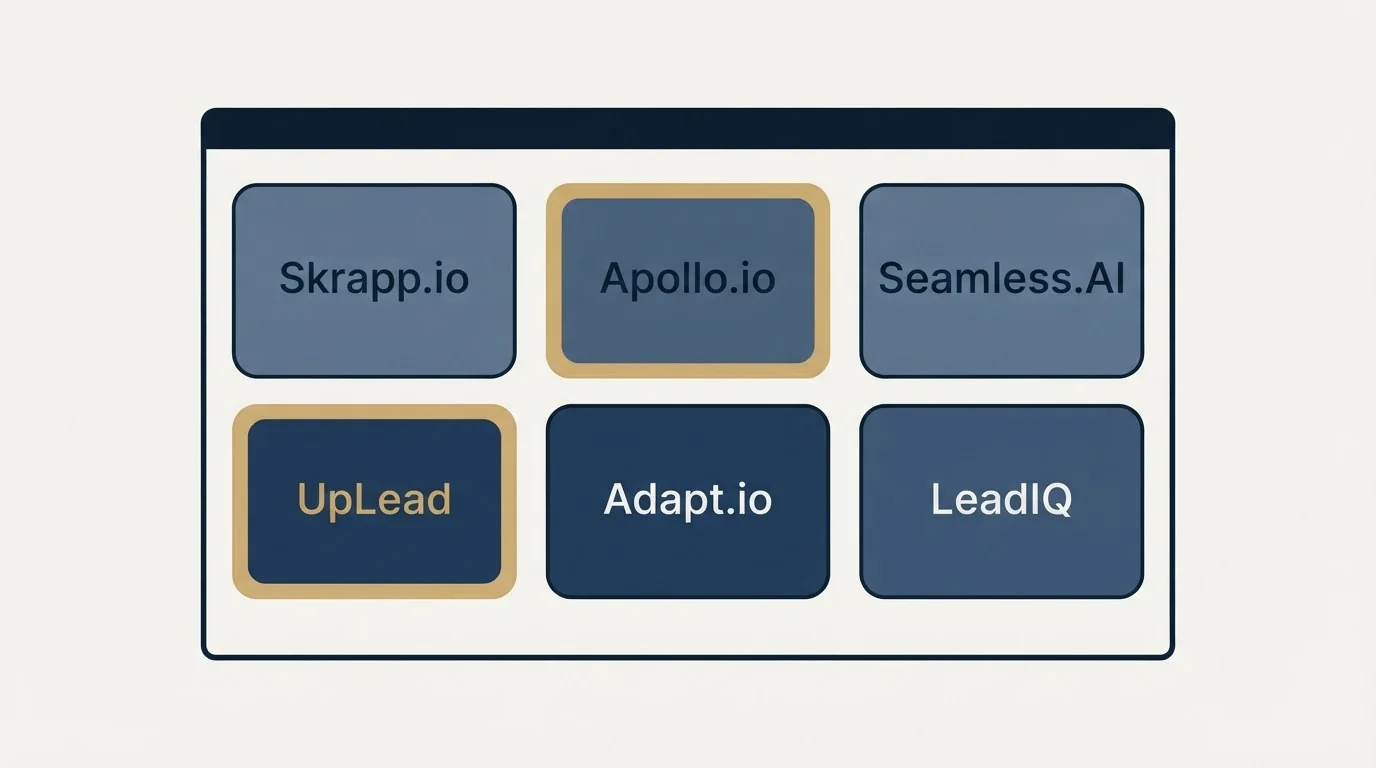 Feature grid: Top Skrapp.io Alternatives (Skrapp.io, Apollo.io, Seamless.AI, UpLead)