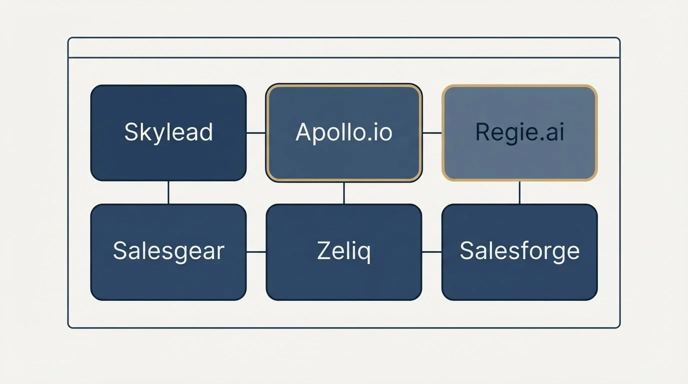 Feature grid: Top Skylead Alternatives (Skylead, Apollo.io, Regie.ai, Salesgear)