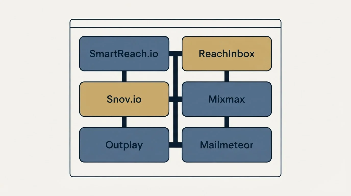 Feature grid: Top SmartReach.io Alternatives (SmartReach.io, ReachInbox, Snov.io, Mixmax)