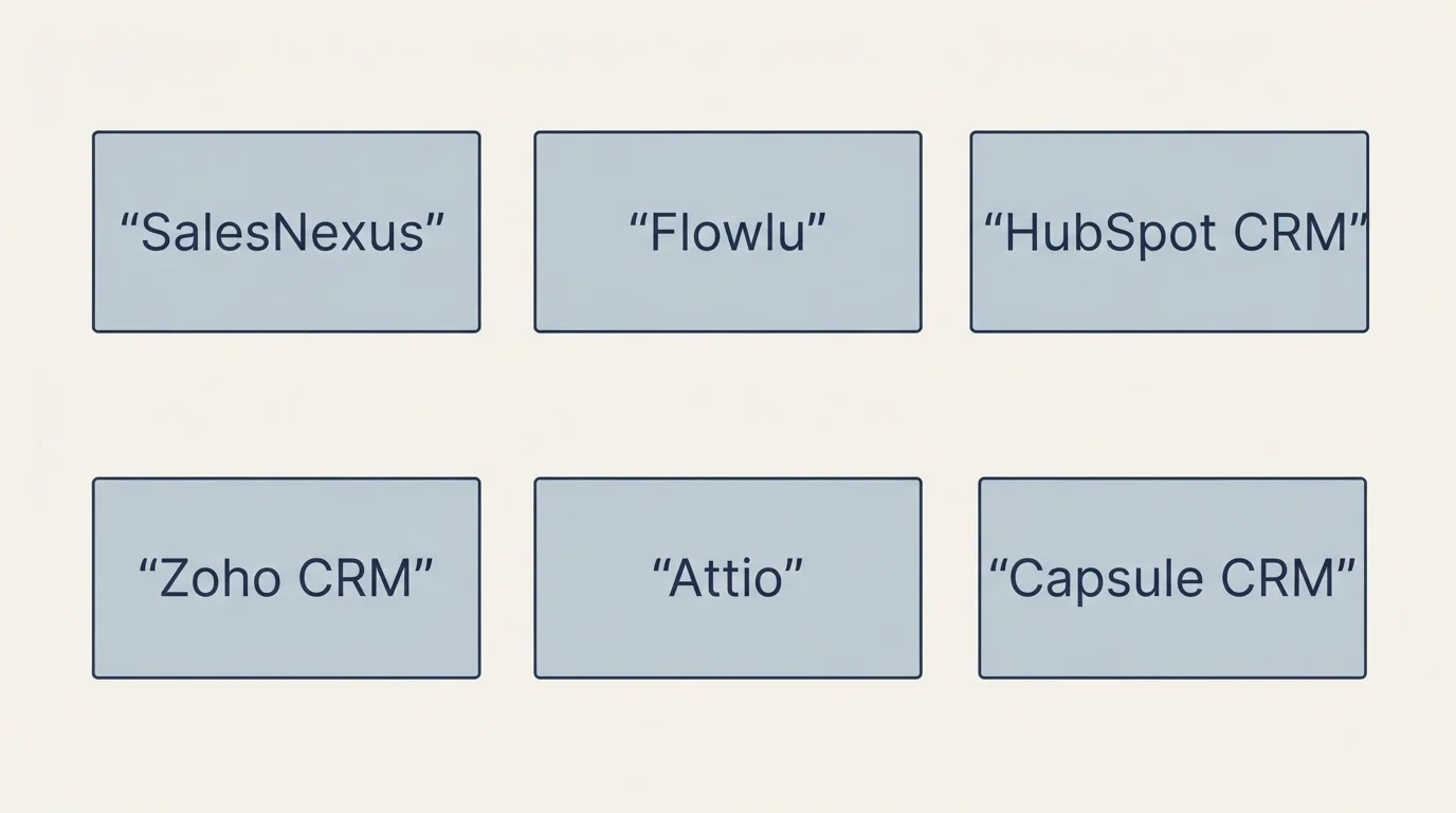 Schematic: Final Recommendation (SalesNexus, Flowlu, HubSpot CRM, Zoho CRM)