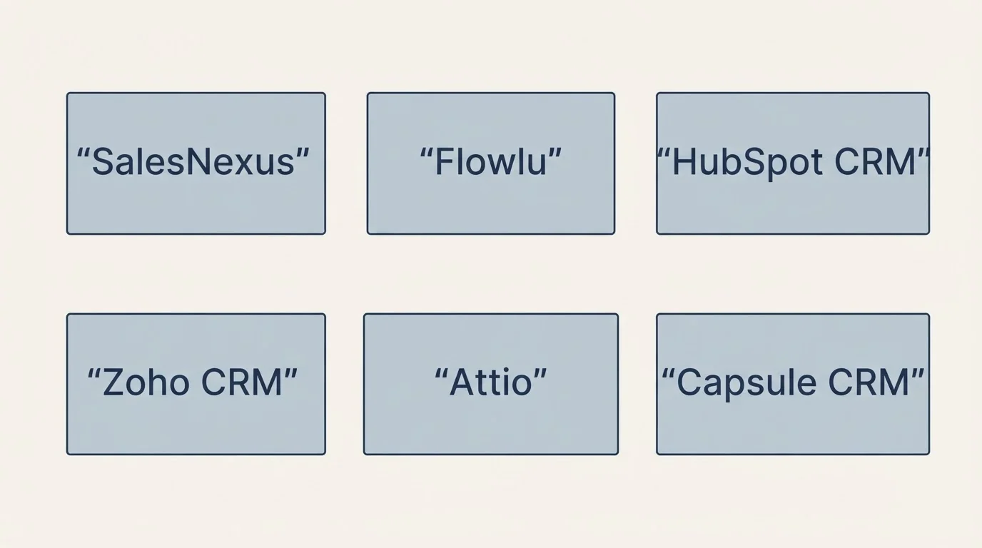 Schematic: Final Recommendation (SalesNexus, Flowlu, HubSpot CRM, Zoho CRM)