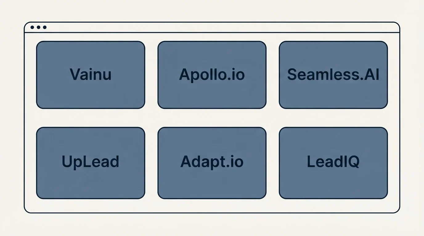 Feature grid: Top Vainu Alternatives (Vainu, Apollo.io, Seamless.AI, UpLead)