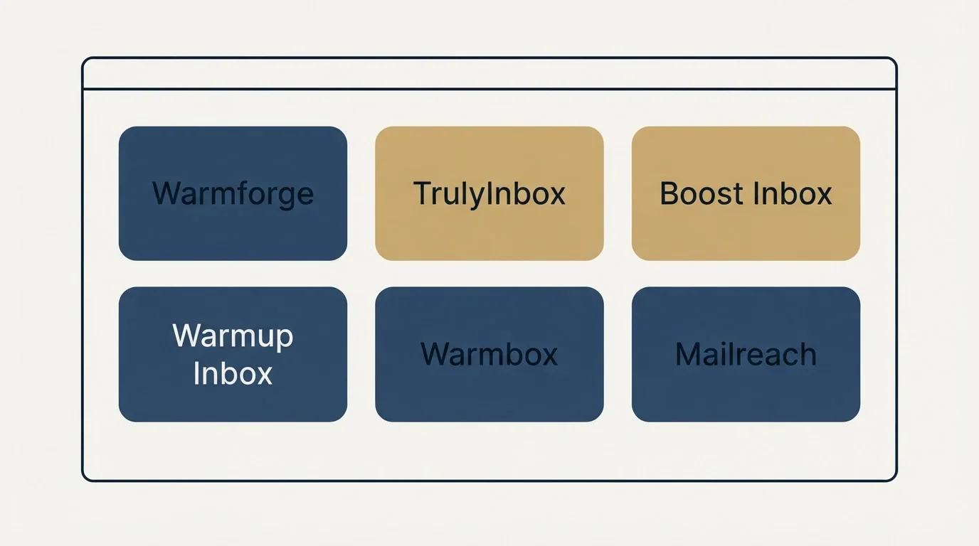 Feature grid: Top Warmforge Alternatives (Warmforge, TrulyInbox, Boost Inbox, Warmup Inbox)