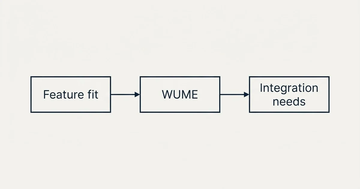 Schematic: Best WUME (Warm Up My Email) Alternatives in (WUME, Feature fit, Integration needs)