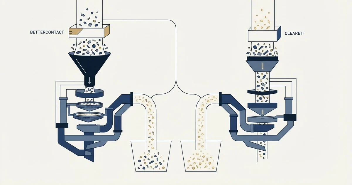 Editorial illustration for BetterContact vs Clearbit