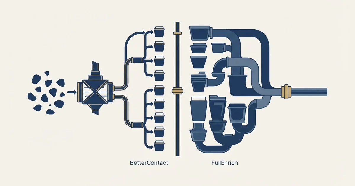Editorial illustration for BetterContact vs FullEnrich