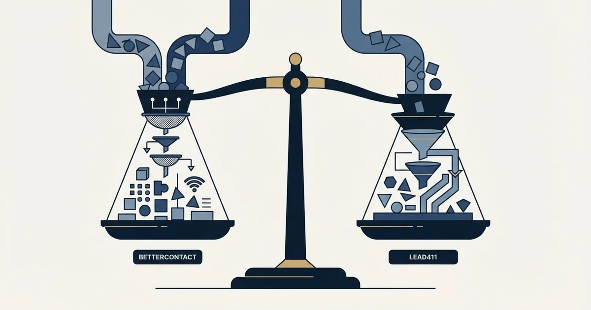 Editorial illustration for BetterContact vs Lead411