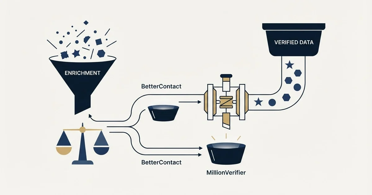Editorial illustration for BetterContact vs MillionVerifier