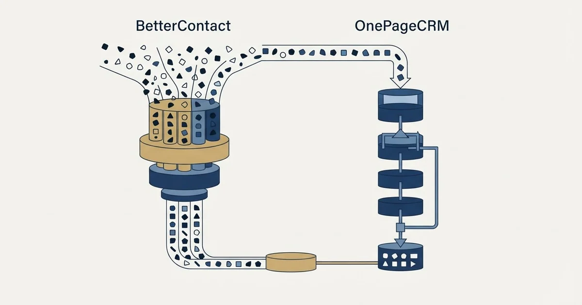 Editorial illustration for BetterContact vs OnePageCRM