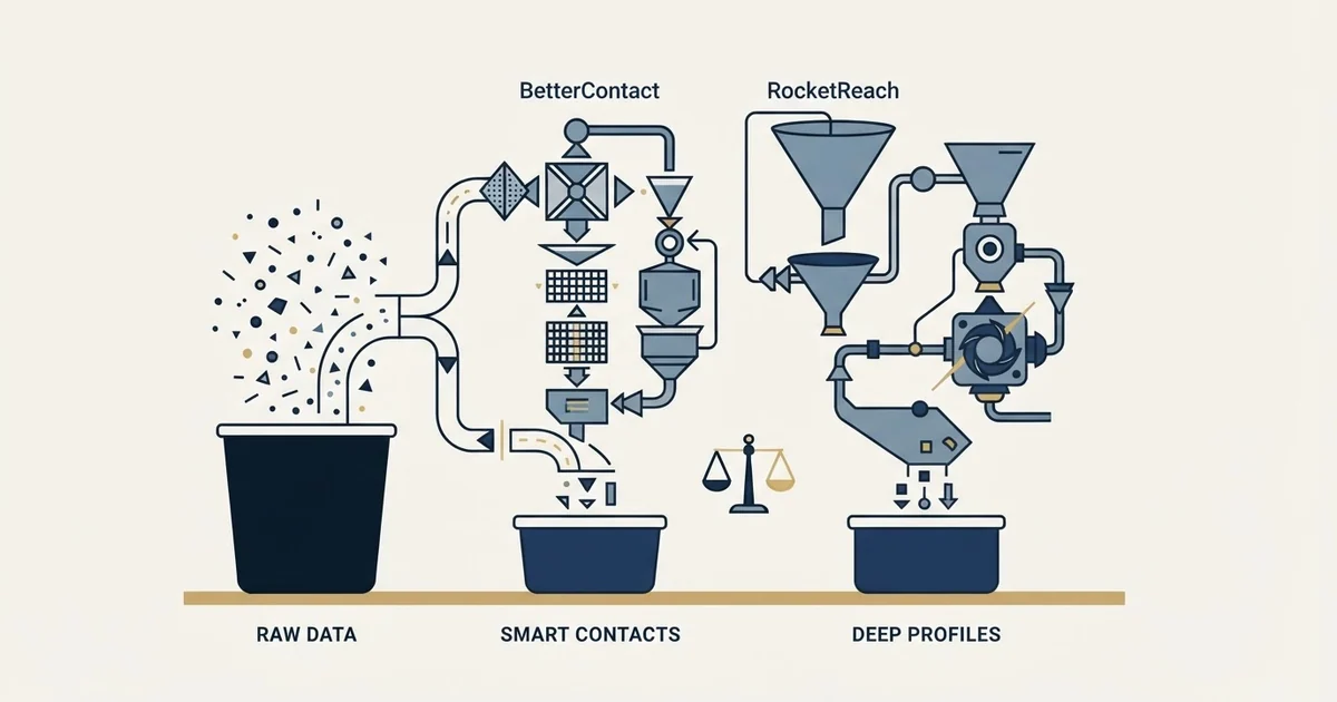 Editorial illustration for BetterContact vs RocketReach