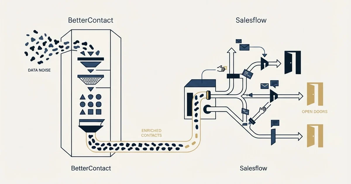 Editorial illustration for BetterContact vs Salesflow