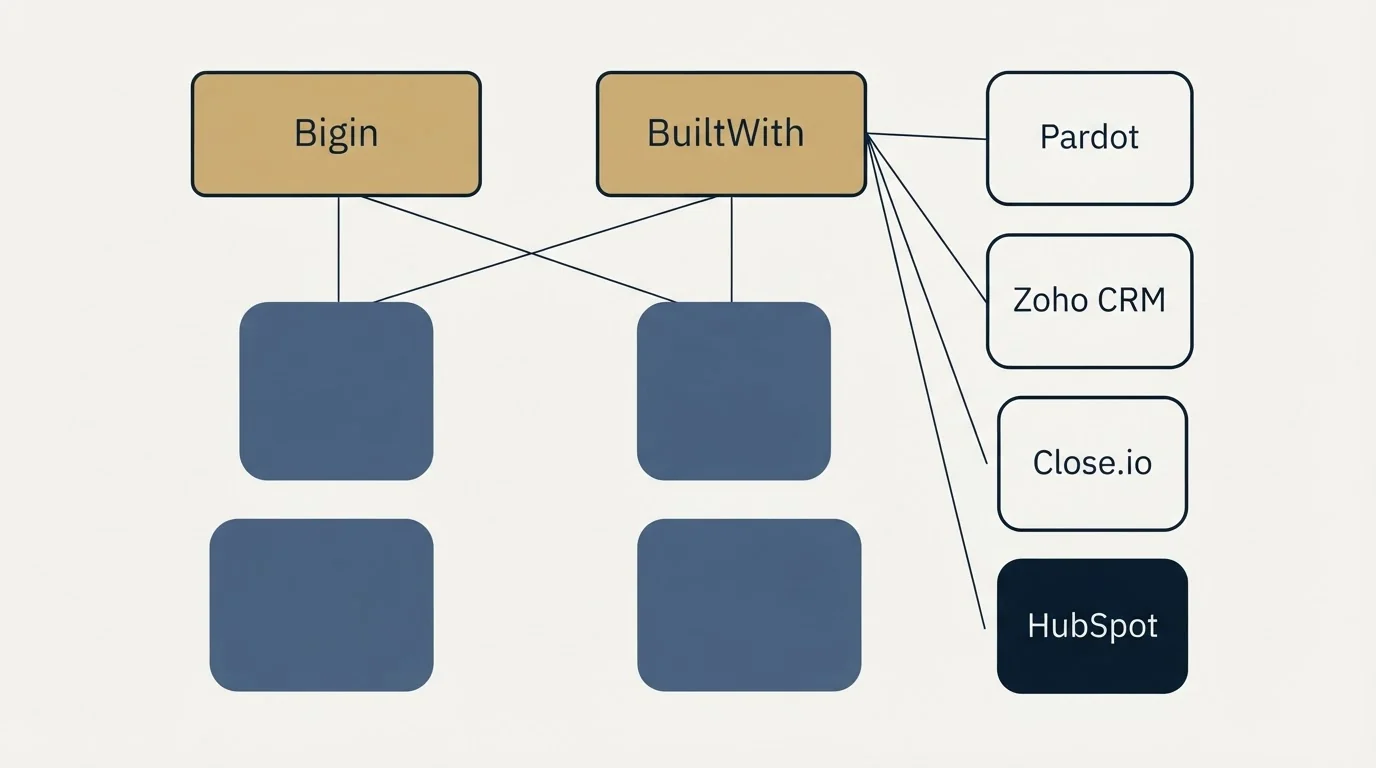 Integration grid: Integration Ecosystem (Bigin, BuiltWith, Pardot, Zoho CRM)